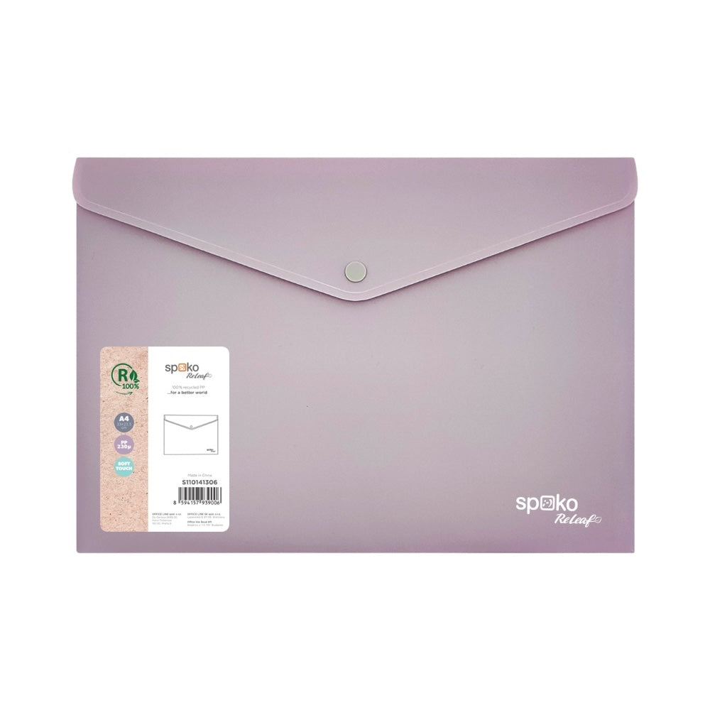 Spoko Obálka s patentkou A4 PP soft touch fialová