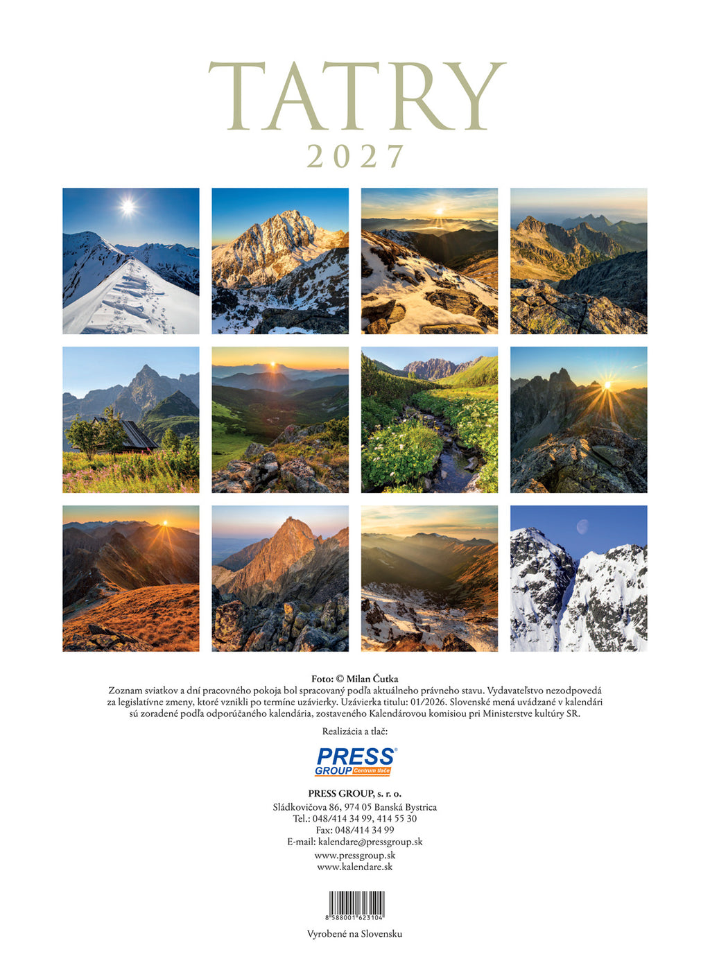 Kalendár nástenný TATRY