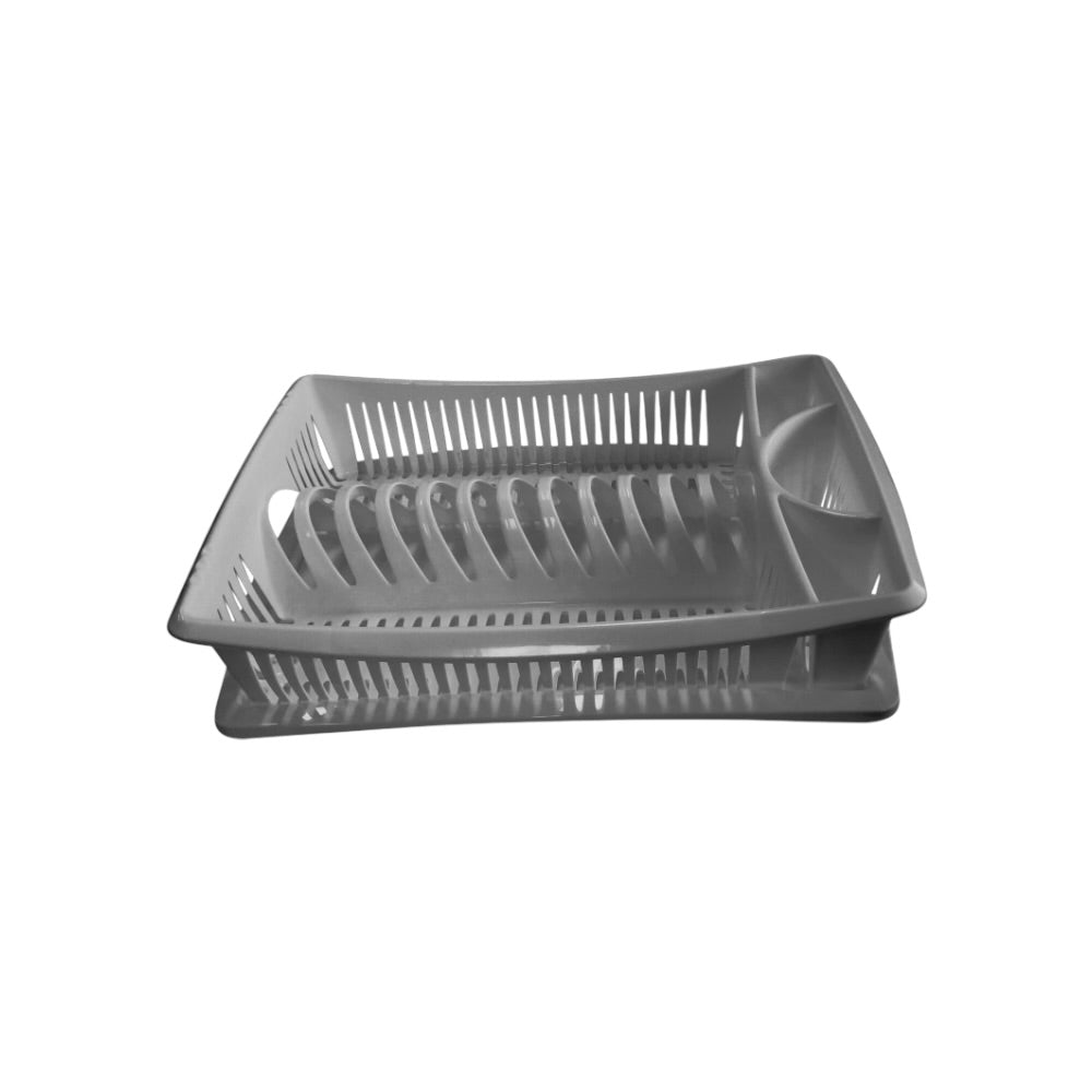 Odkvapkávač na riad LUX 39,5x28x8,5cm plastový strieborný