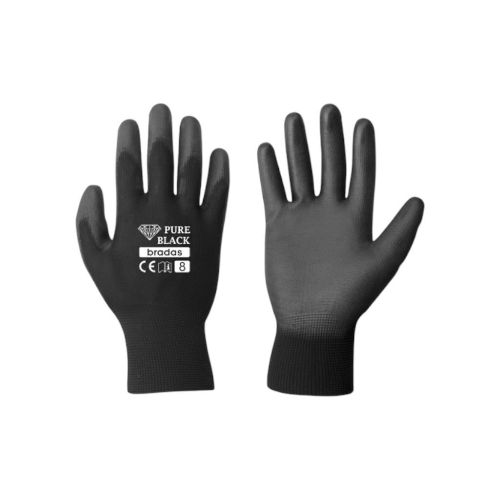 Rukavice záhradné Bradas Pure Black úplet máčané č.9