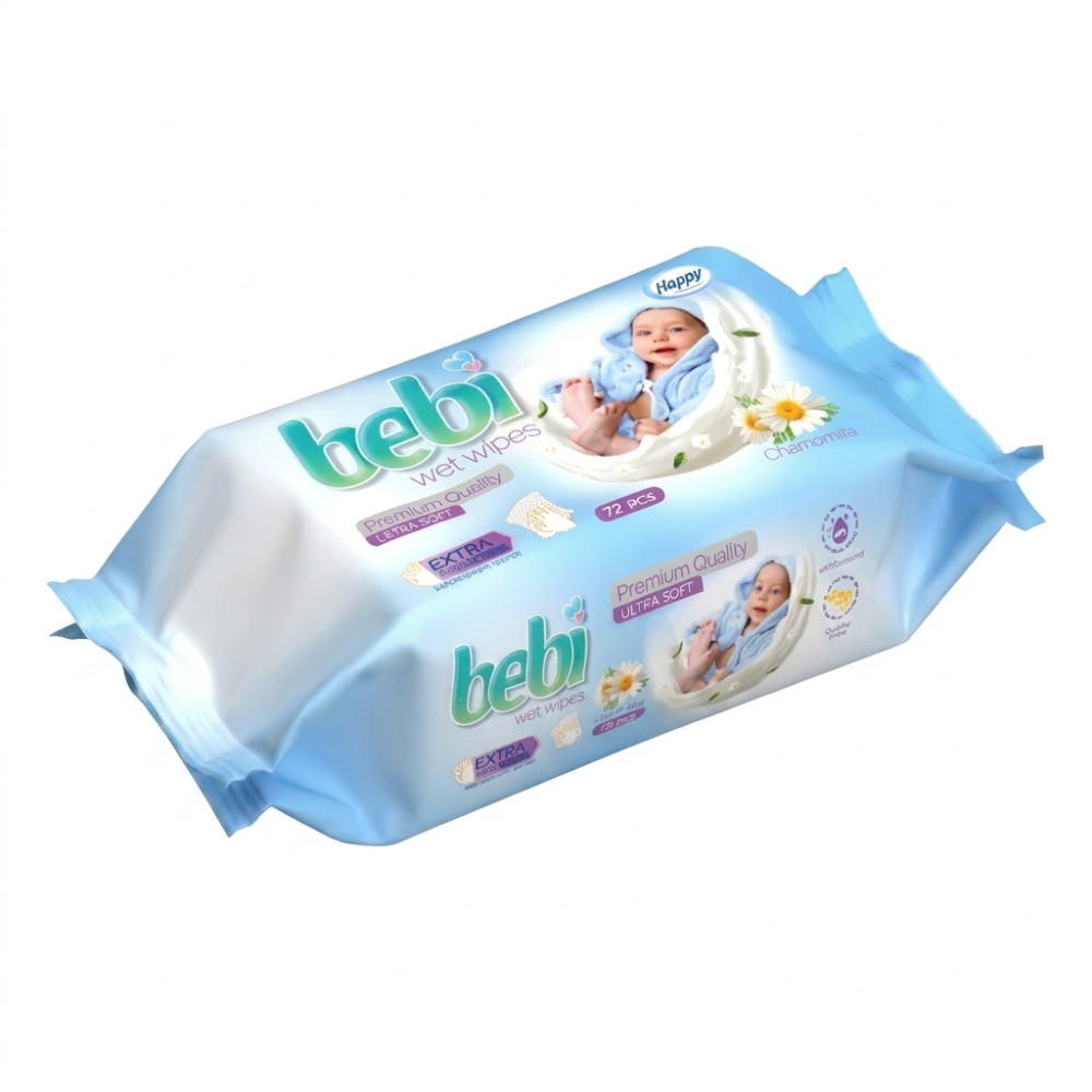 HAPPY Bebi Vlhčené utierky Chamomile Premium 72ks
