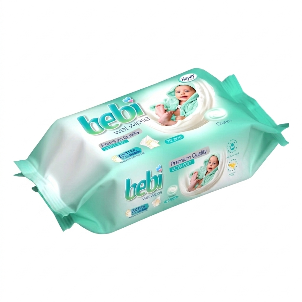 HAPPY Bebi Vlhčené utierky Cream Premium 72ks