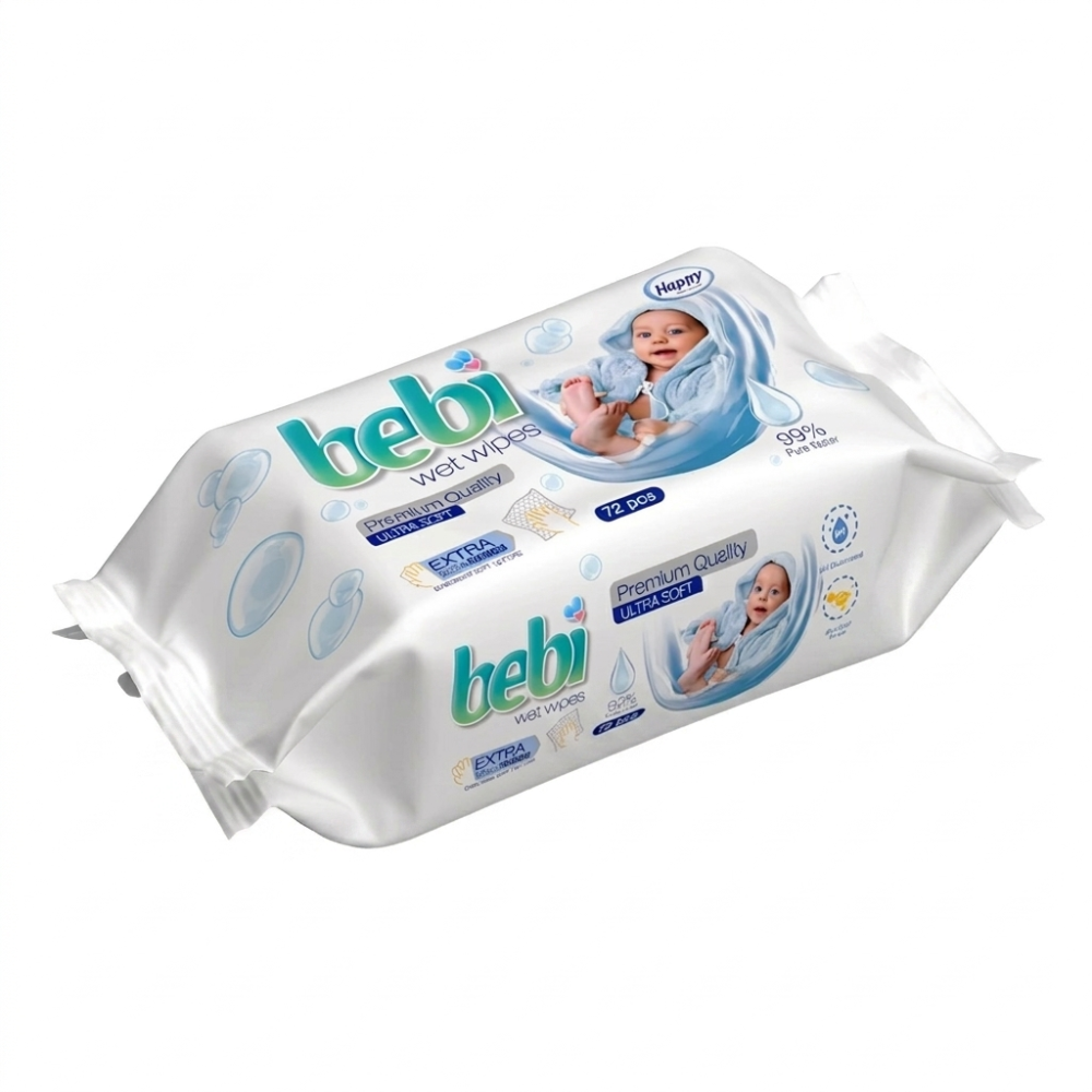 HAPPY Bebi Vlhčené utierky Water 99% Premium 72ks