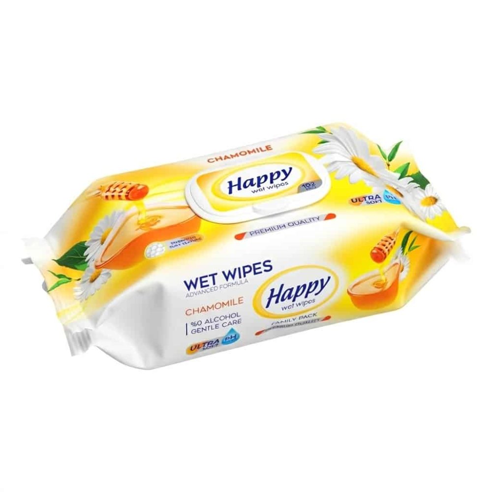 HAPPY Vlhčené utierky Chamomile 72ks
