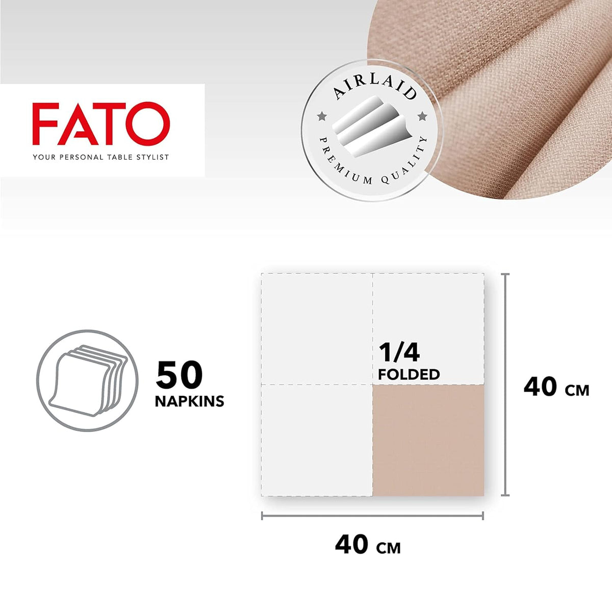 Servítky FATO Airlaid Shade 40x40 cappuccino 50ks