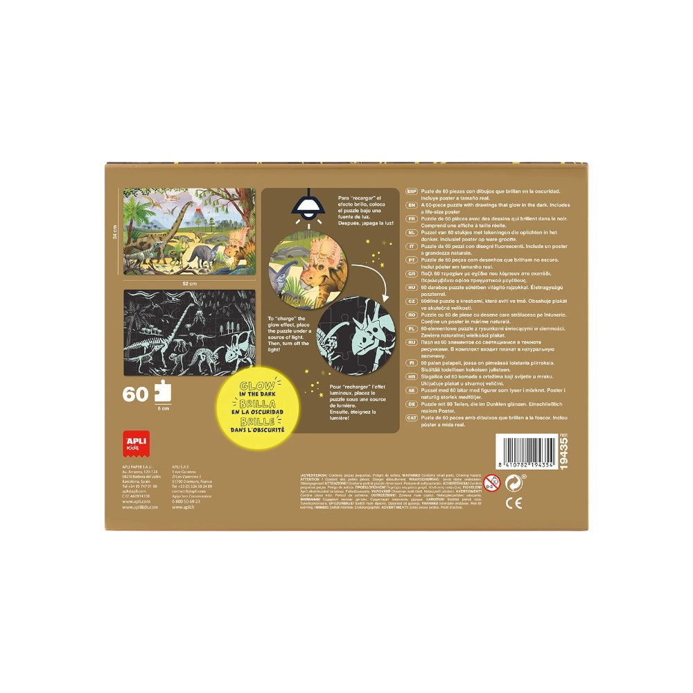 APLI Puzzle svietiace v tme Dinosaury 60ks 4+