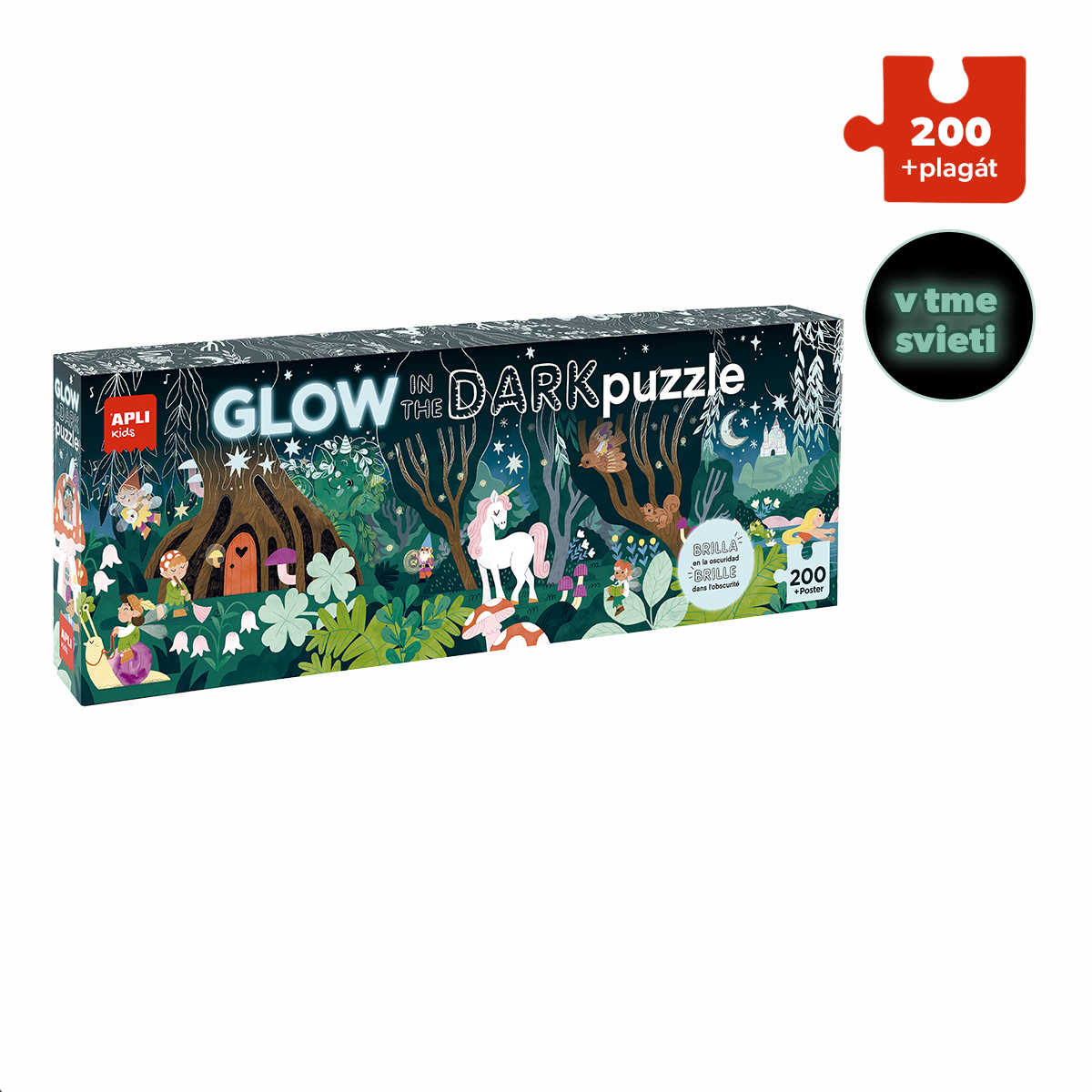 APLI Puzzle svietiace v tme Magický les 200ks 6+