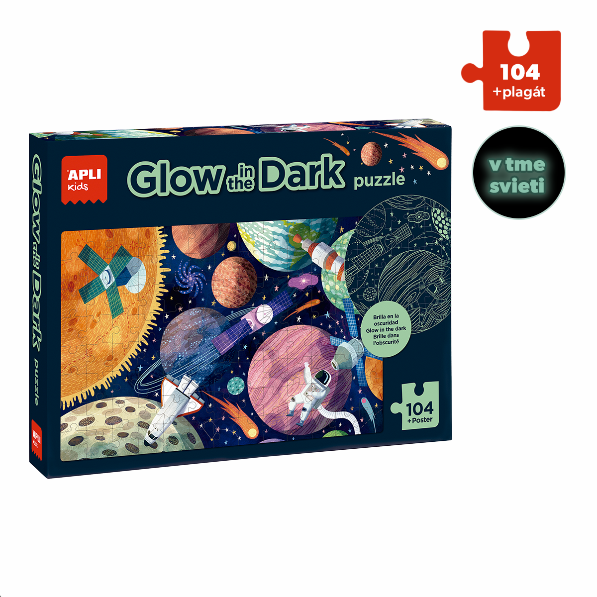 APLI Puzzle svietiace v tme Slnečná sústava 104ks 5+
