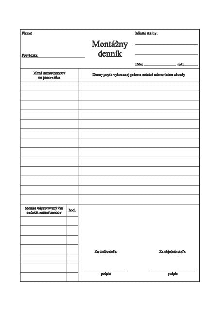 Montážny denník A4 NCR