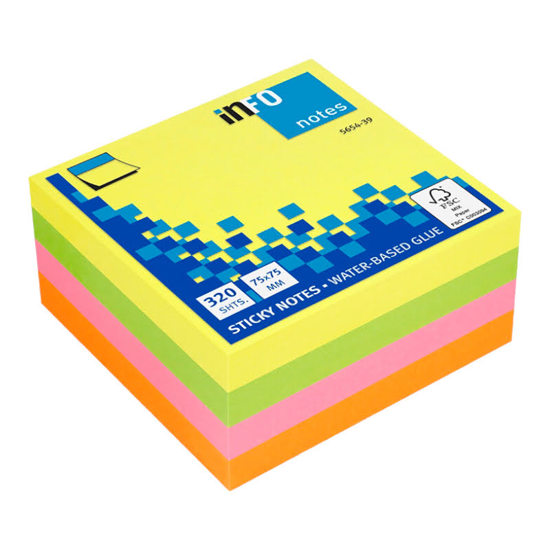 Samolepiaci blok Kocka neon 320 listová 5654-39