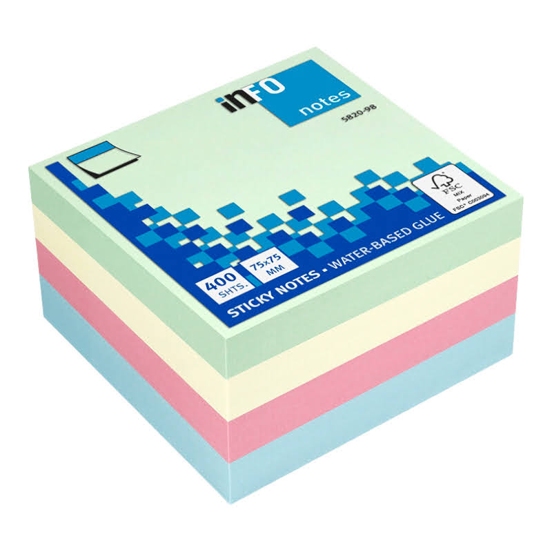 Samolepiaci blok Kocka pastel mix farieb 5820-98