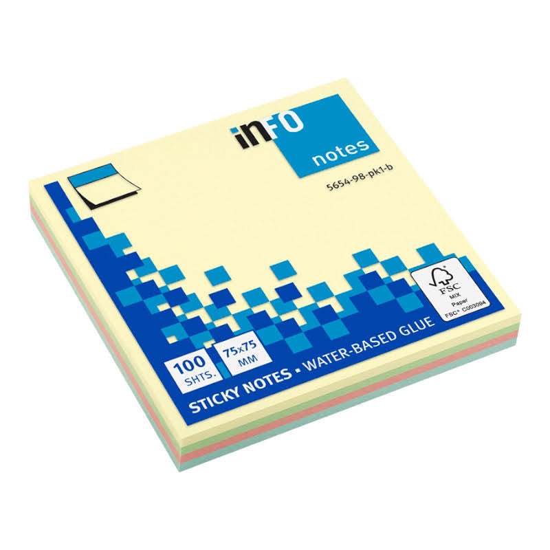 Samolepiaci blok Pastel 75mm x 75mm rainbow