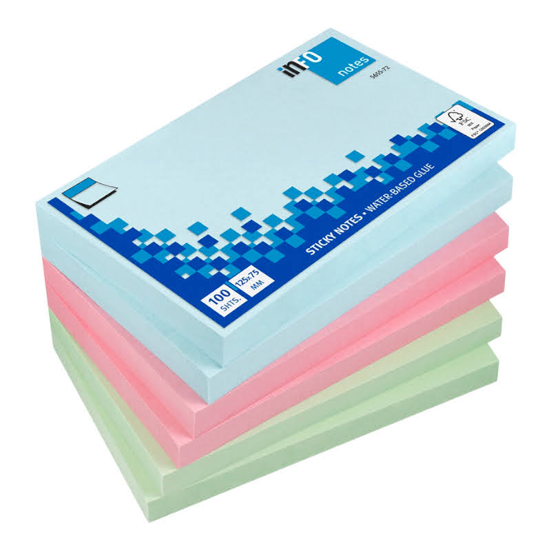 Samolepiaci blok Pastel 125mm x 75mm MIX farieb 6 kusov