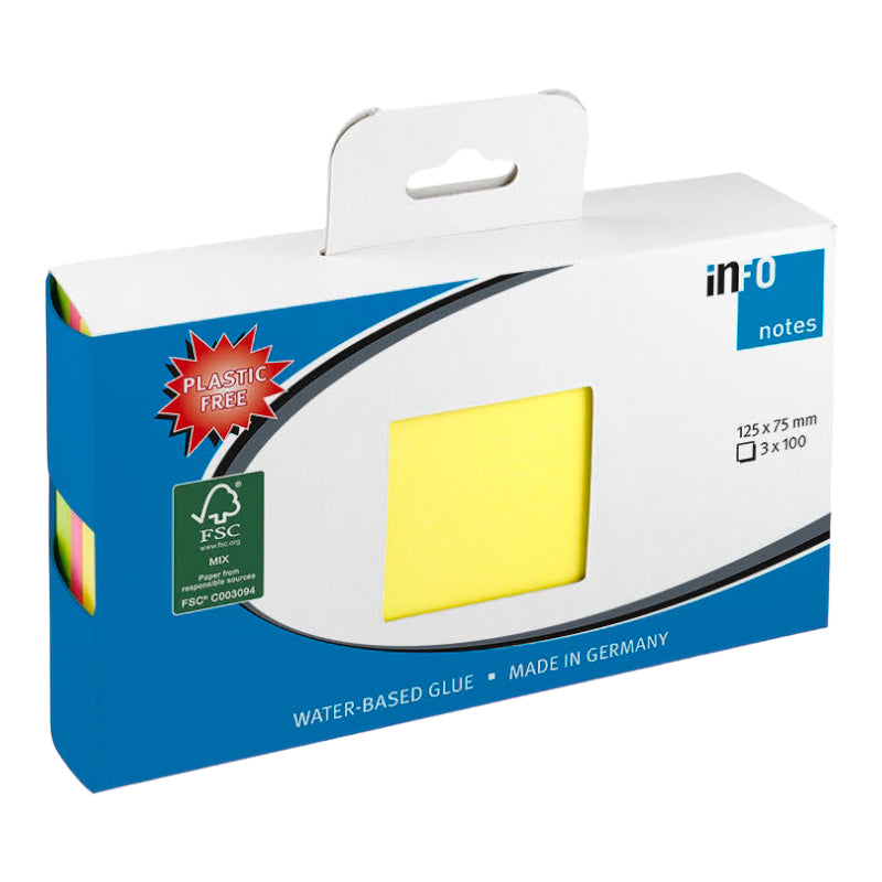 Samolepiaci blok Enviro neon 125mm x 75mm MIX farieb 3kusy