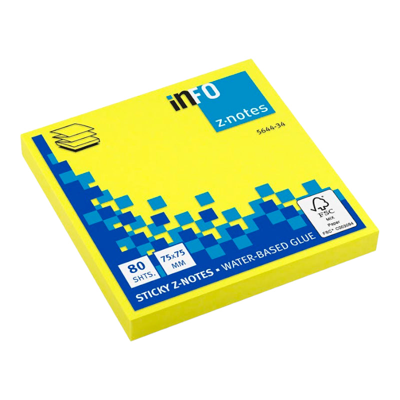 Z-notes 75mm x 75mm žltý neon