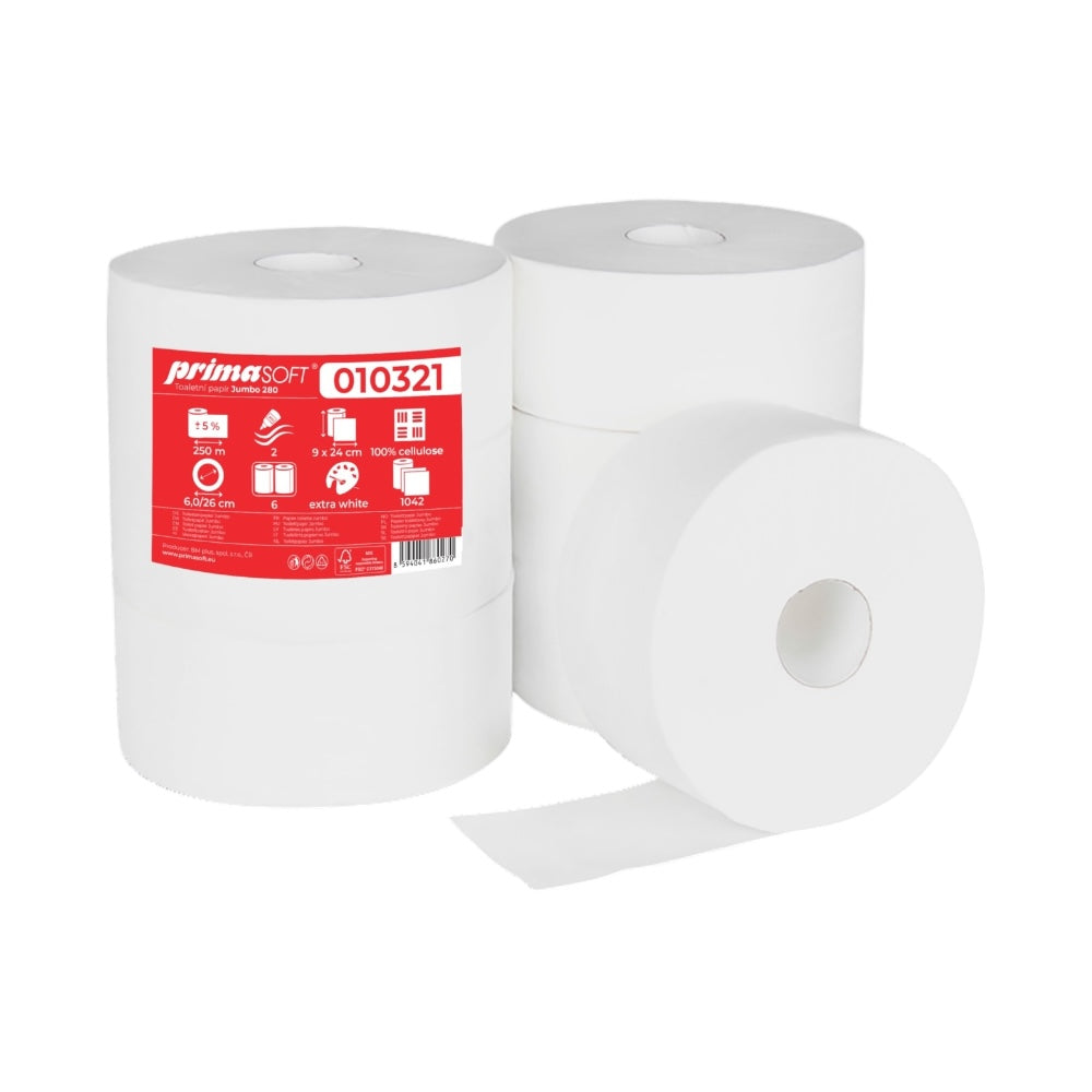 Toaletný papier JUMBO Ø28cm celulóza 6ks Prima