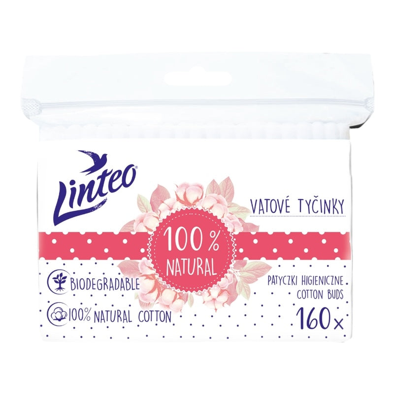 Linteo Vatové tyčinky 160ks zip vrecko