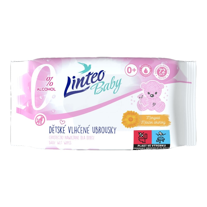 Linteo vlhčené obrúsky Baby 72ks s nechtíkom lekárskym