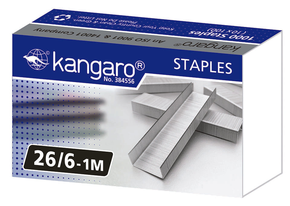 Kangaro spinky do zošívačky 26/6 strieborné - 1000ks