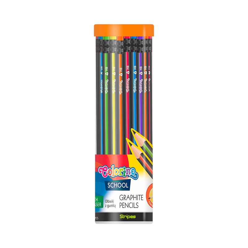 Colorino ceruzka Stripes trojhranná s gumou mix farieb
