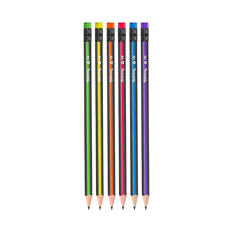Colorino ceruzka Stripes trojhranná s gumou mix farieb
