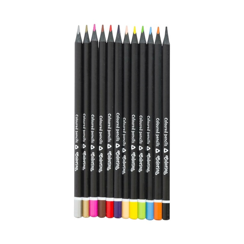 Colorino pastelky trojhranné čierne drevo 12 farieb