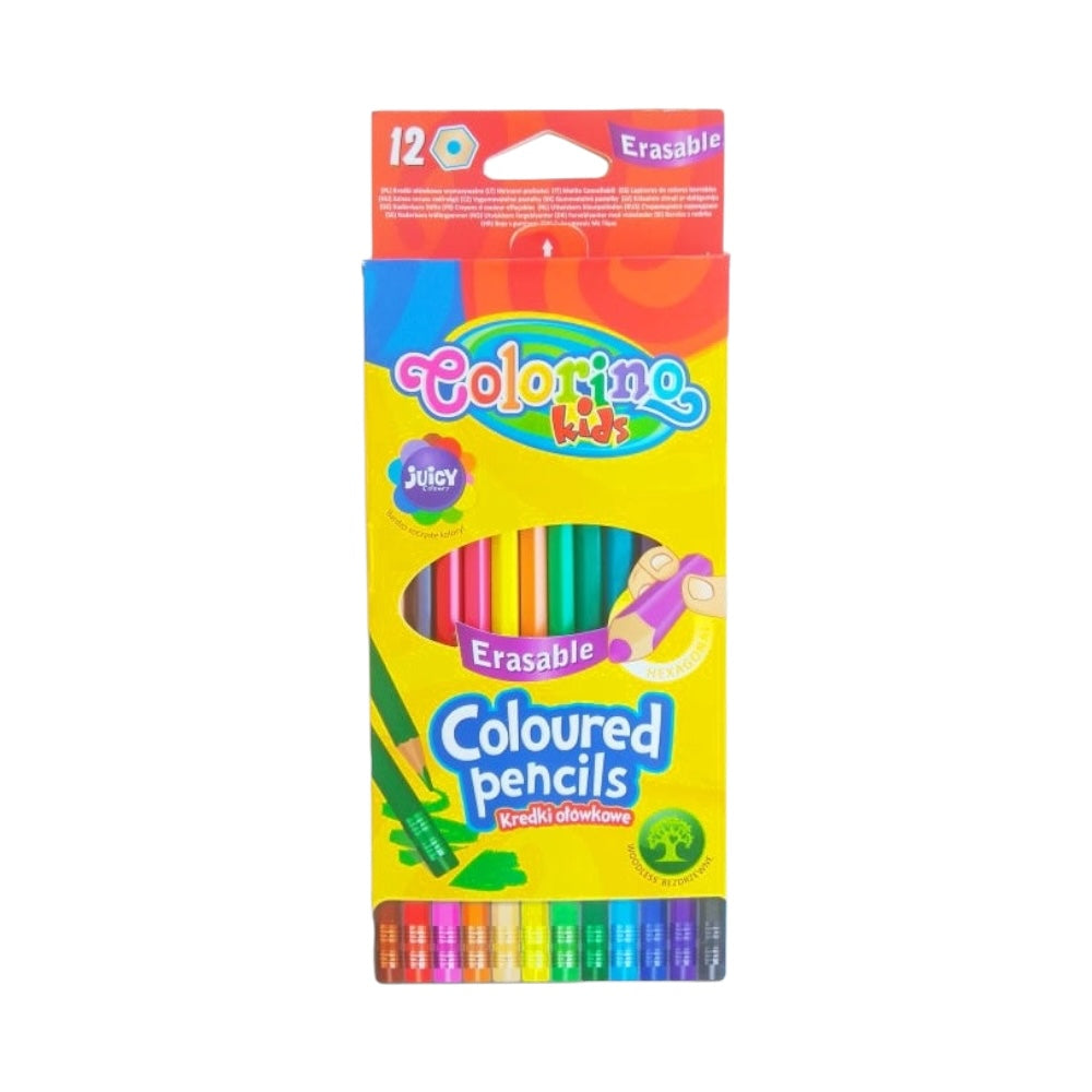 Colorino pastelky šesťhranné s farebnou gumou 12 farieb