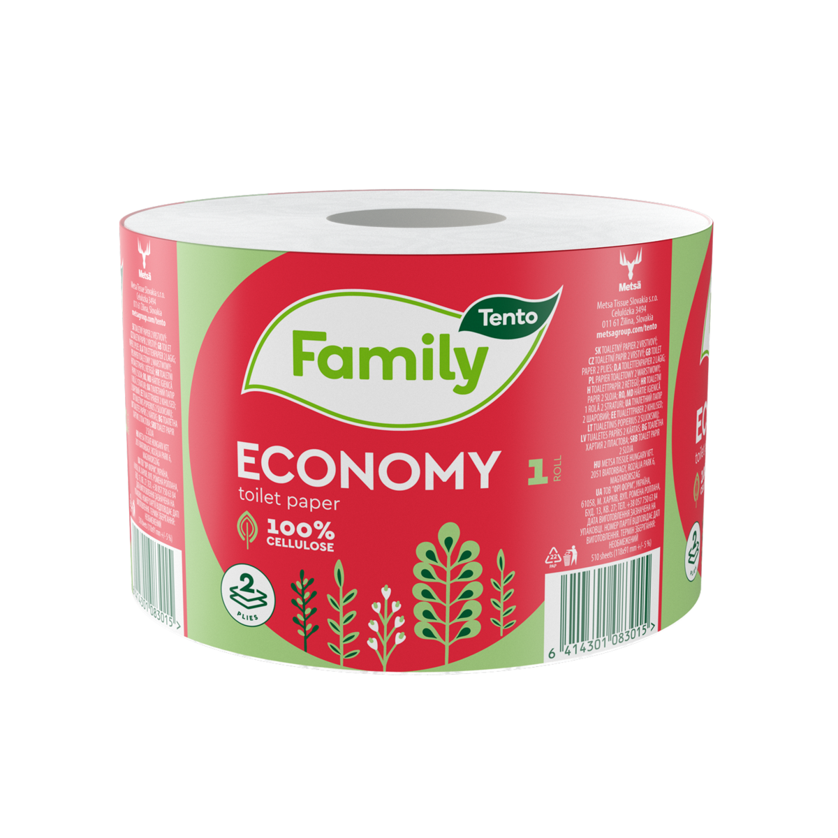 Toaletný papier TENTO Family Economy 2-vrstvý celulóza 60m 510 útržkov