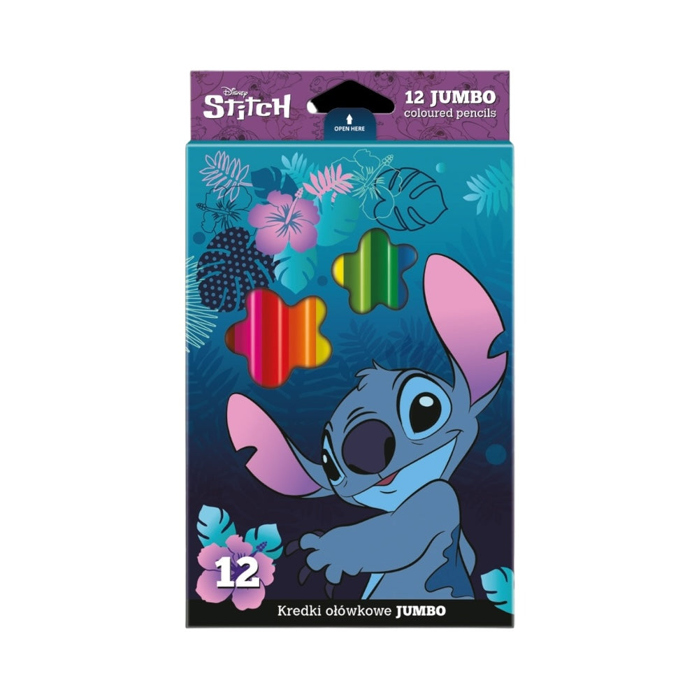 Colorino pastelky trojhranné Stitch JUMBO 12 farieb