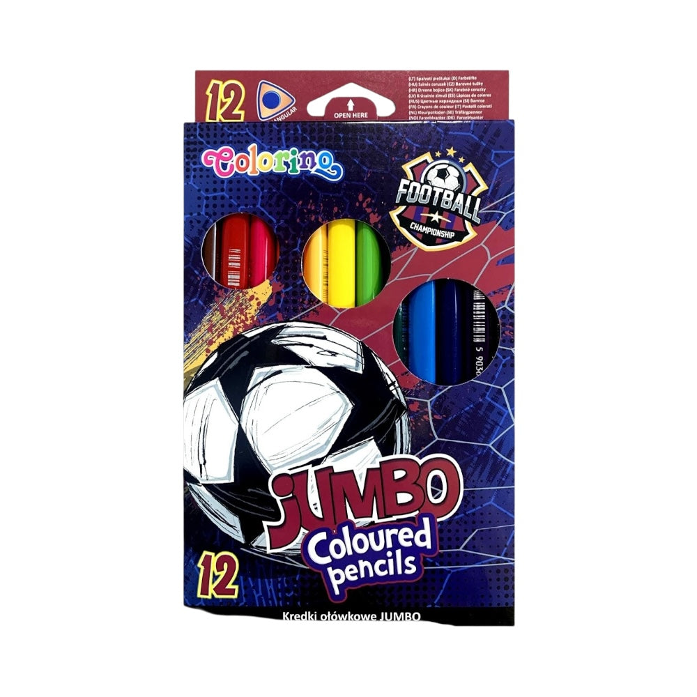 Colorino pastelky trojhranné JUMBO FOOTBALL 12 farieb